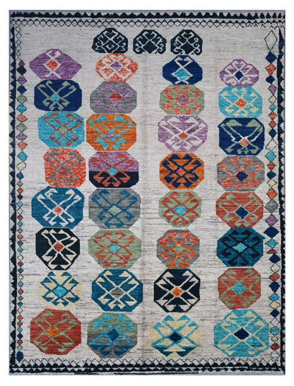Taimany - Multicolor Tribal Wool Rug - Hand-Knotted 289x219cm