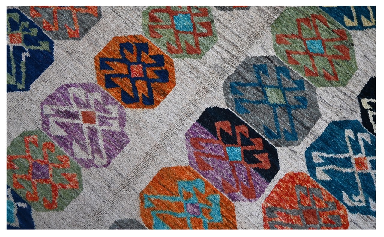 Taimany - Multicolor Tribal Wool Rug - Hand-Knotted 289x219cm