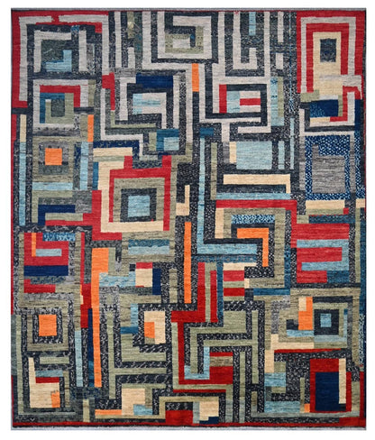 Taimany - Multicolor Tribal Wool Rug - Hand-Knotted 293x249cm