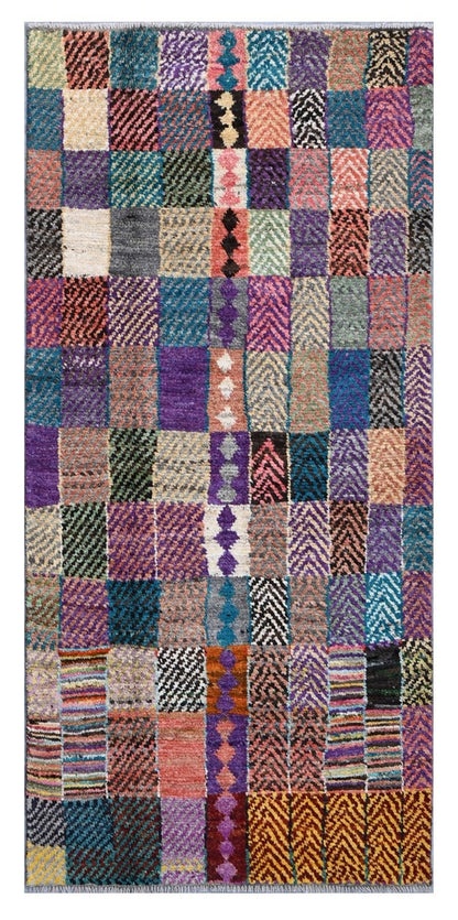 Taimany - Multicolor Tribal Wool Rug - Hand-Knotted 194x85cm