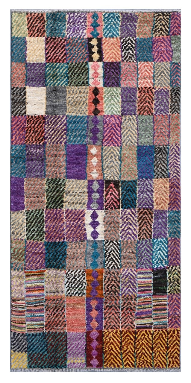 Taimany - Multicolor Tribal Wool Rug - Hand-Knotted 194x85cm