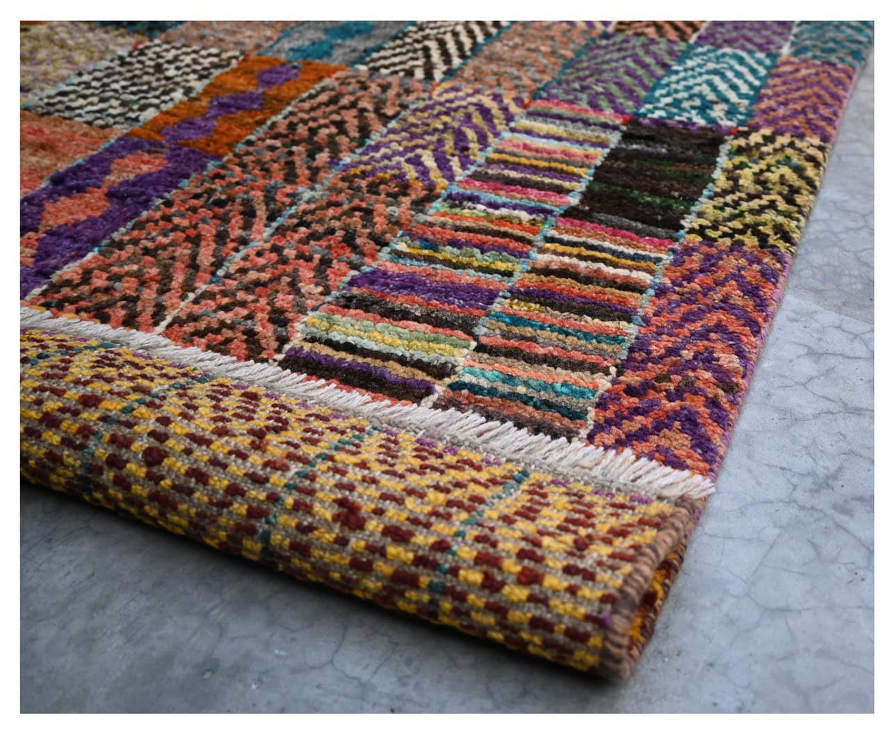 Taimany - Multicolor Tribal Wool Rug - Hand-Knotted 194x85cm