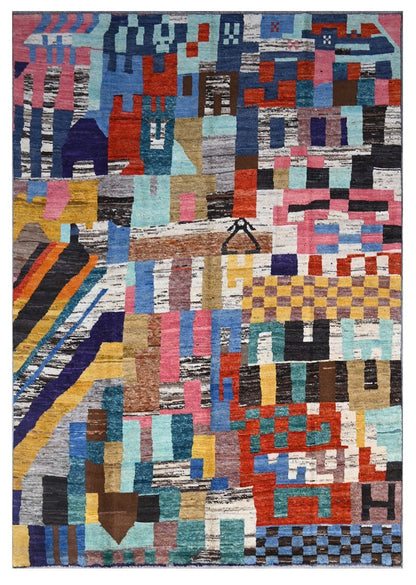 Taimany - Multicolor Tribal Wool Rug - Hand-Knotted 315x213cm