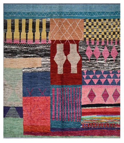 Taimany - Multicolor Tribal Wool Rug - Hand-Knotted 302x259cm