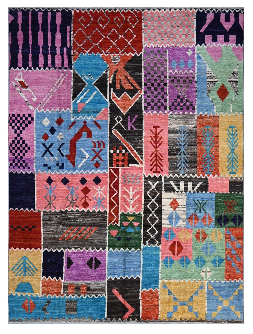 Taimany - Multicolor Tribal Wool Rug - Hand-Knotted 302x217cm