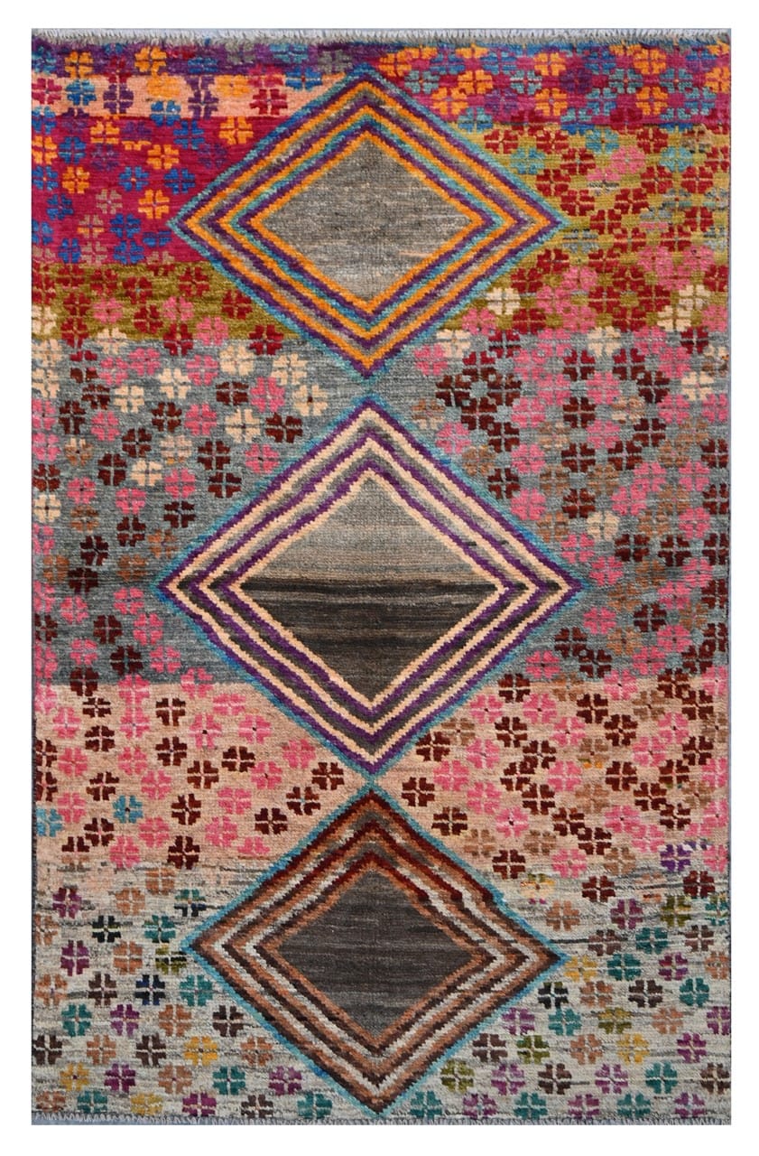 Taimany - Multicolor Tribal Wool Rug - Hand-Knotted 188x114cm
