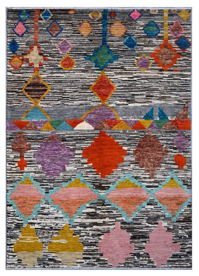 Taimany - Tappeto Tribale in Lana Multicolore - Fatto a Mano 240x169cm - CarpetLiving