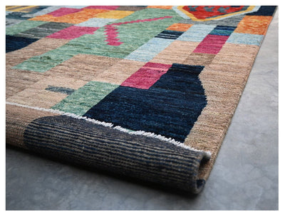 Taimany - Tappeto Tribale in Lana Multicolore - Fatto a Mano 297x206cm - CarpetLiving