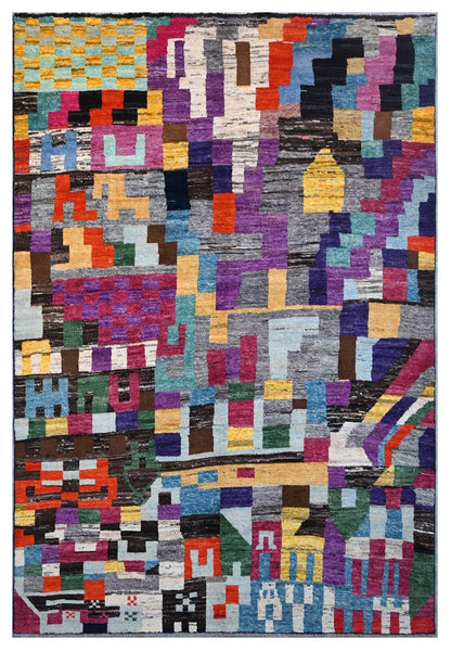 Taimany - Multicolor Tribal Wool Rug - Hand-Knotted 313x209cm