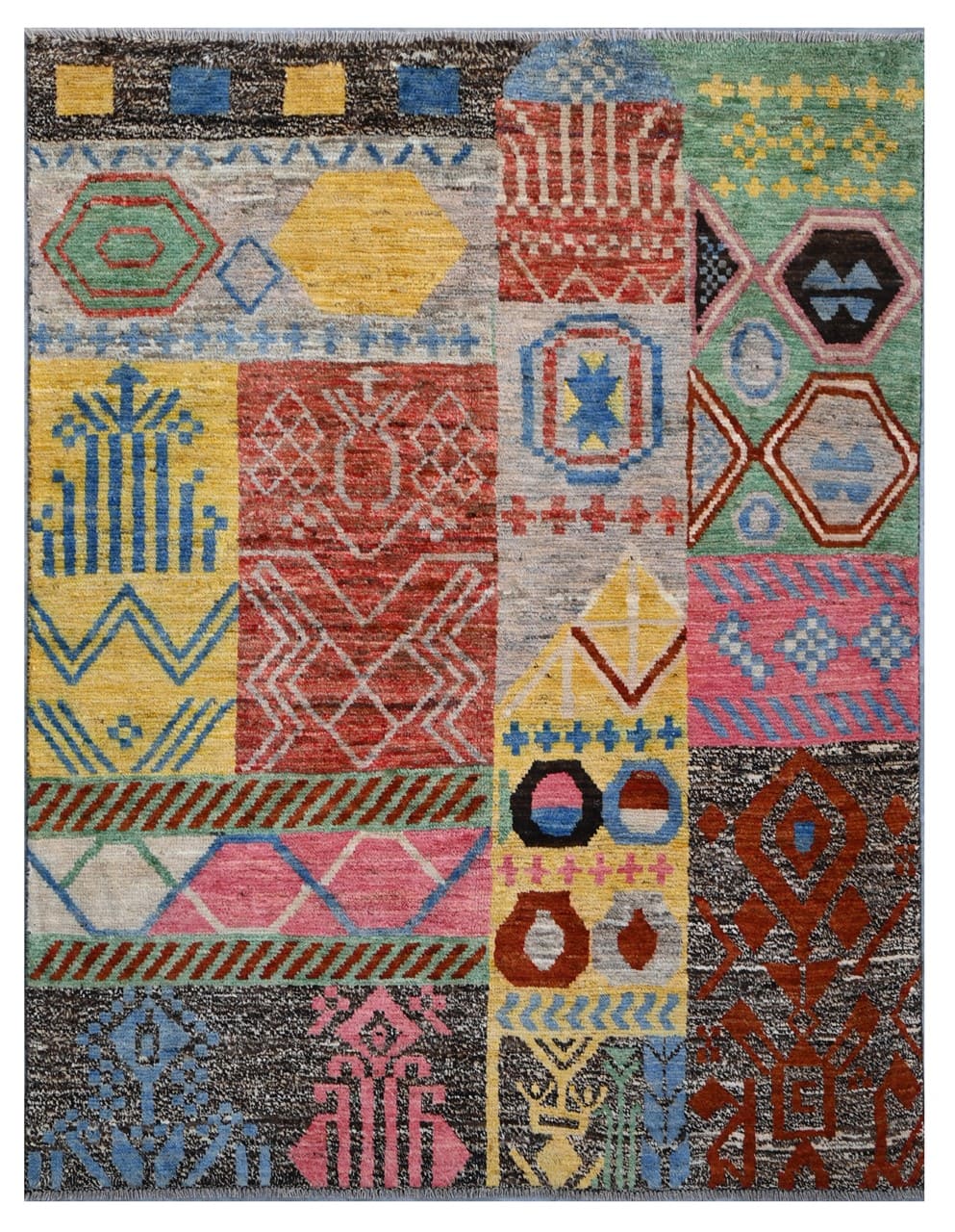 Taimany - Multicolor Tribal Wool Rug - Hand-Knotted 196x149cm