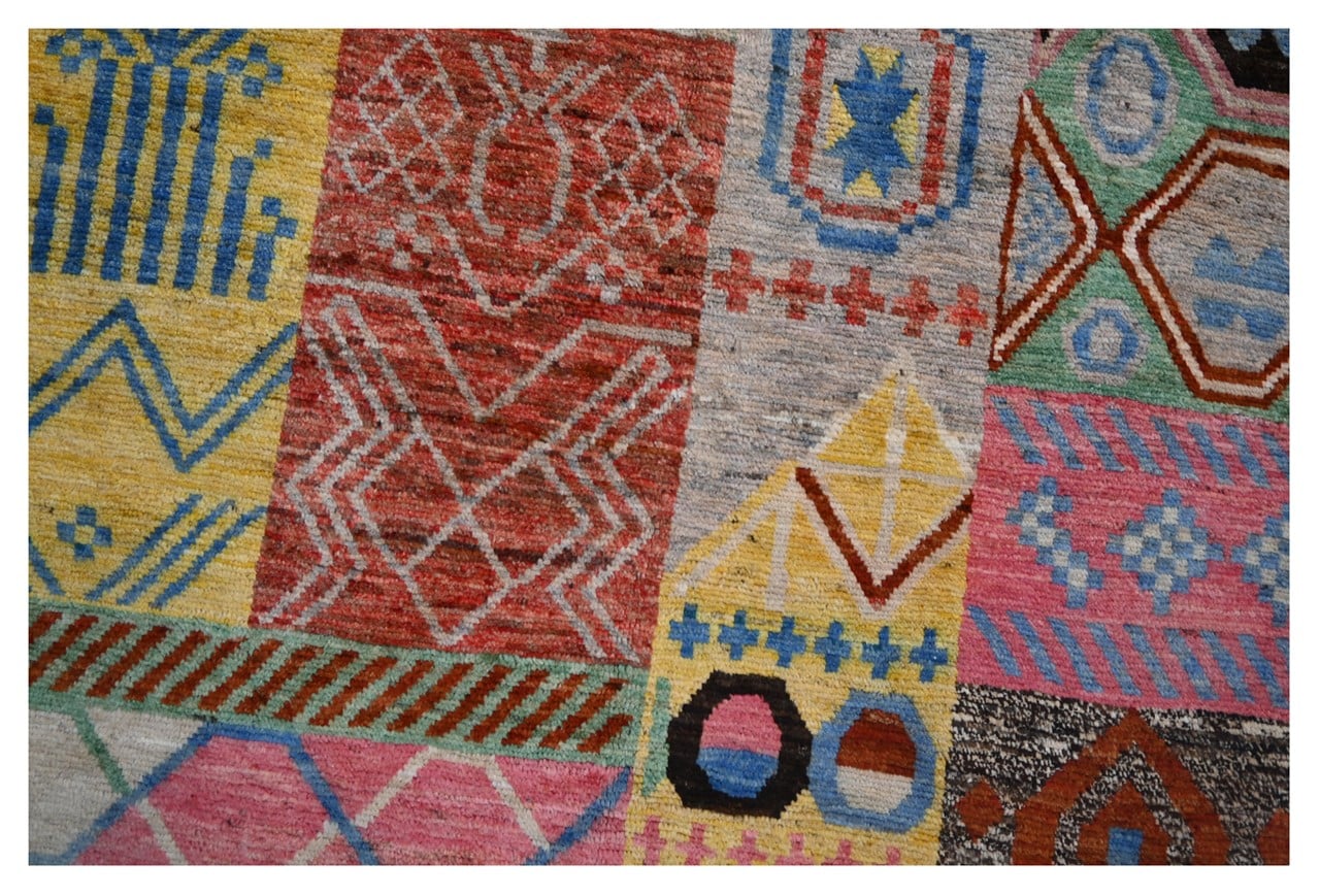 Taimany - Multicolor Tribal Wool Rug - Hand-Knotted 196x149cm