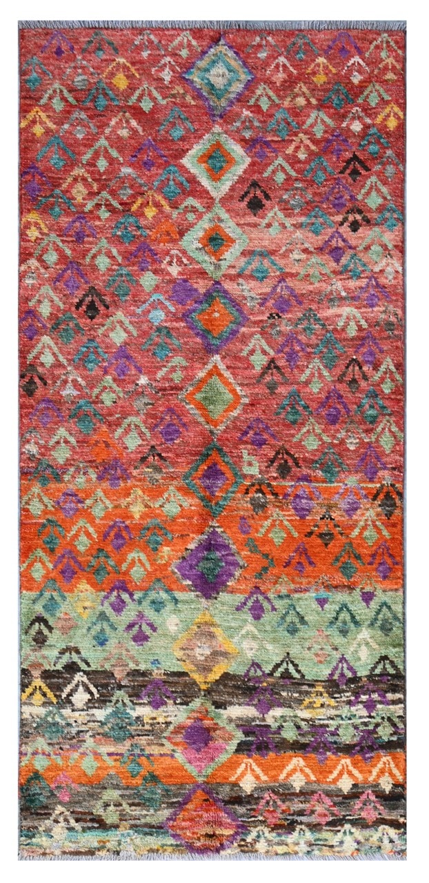 Taimany - Multicolor Tribal Wool Rug - Hand-Knotted 194x83cm