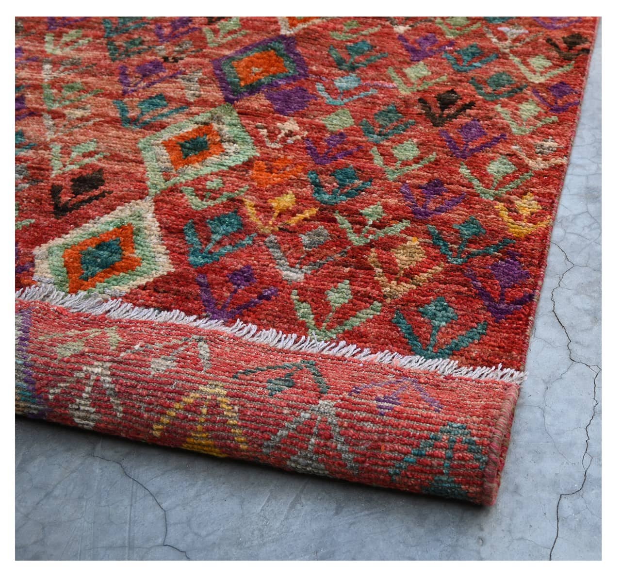 Taimany - Multicolor Tribal Wool Rug - Hand-Knotted 194x83cm