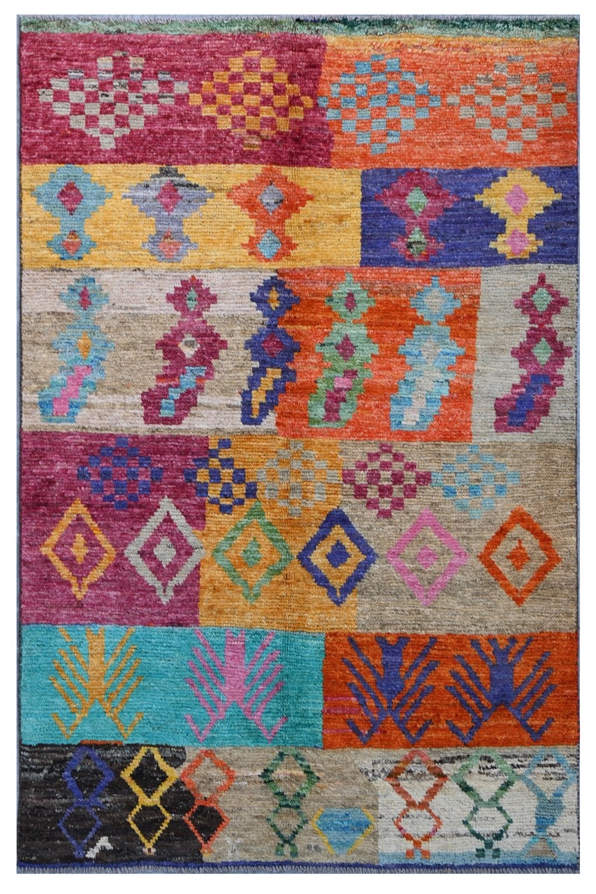 Taimany - Multicolor Tribal Wool Rug - Hand-Knotted 184x115cm
