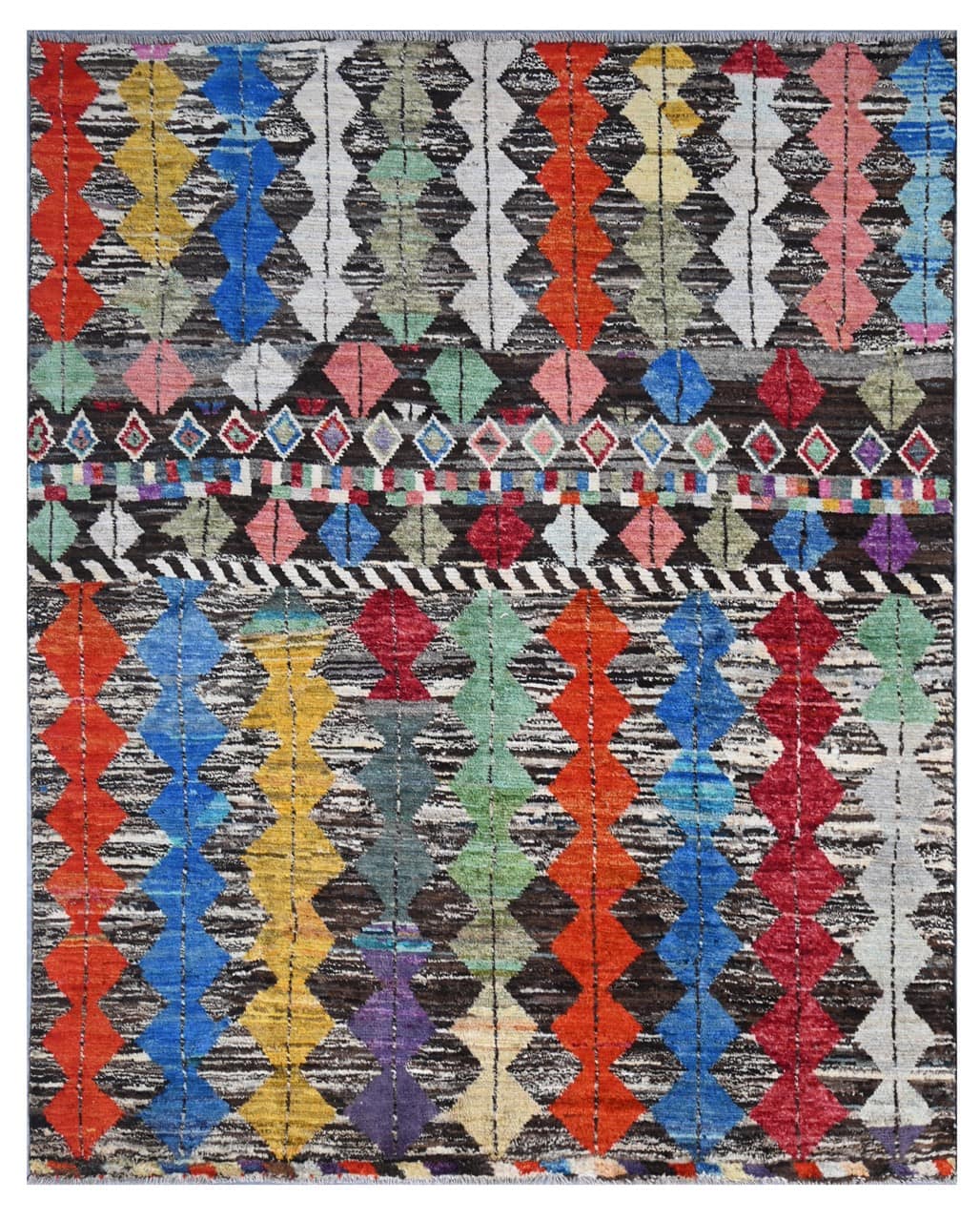 Taimany - Multicolor Tribal Wool Rug - Hand-Knotted 203x164cm