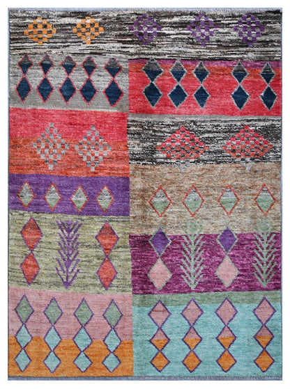 Taimany - Multicolor Tribal Wool Rug - Hand-Knotted 192x140cm