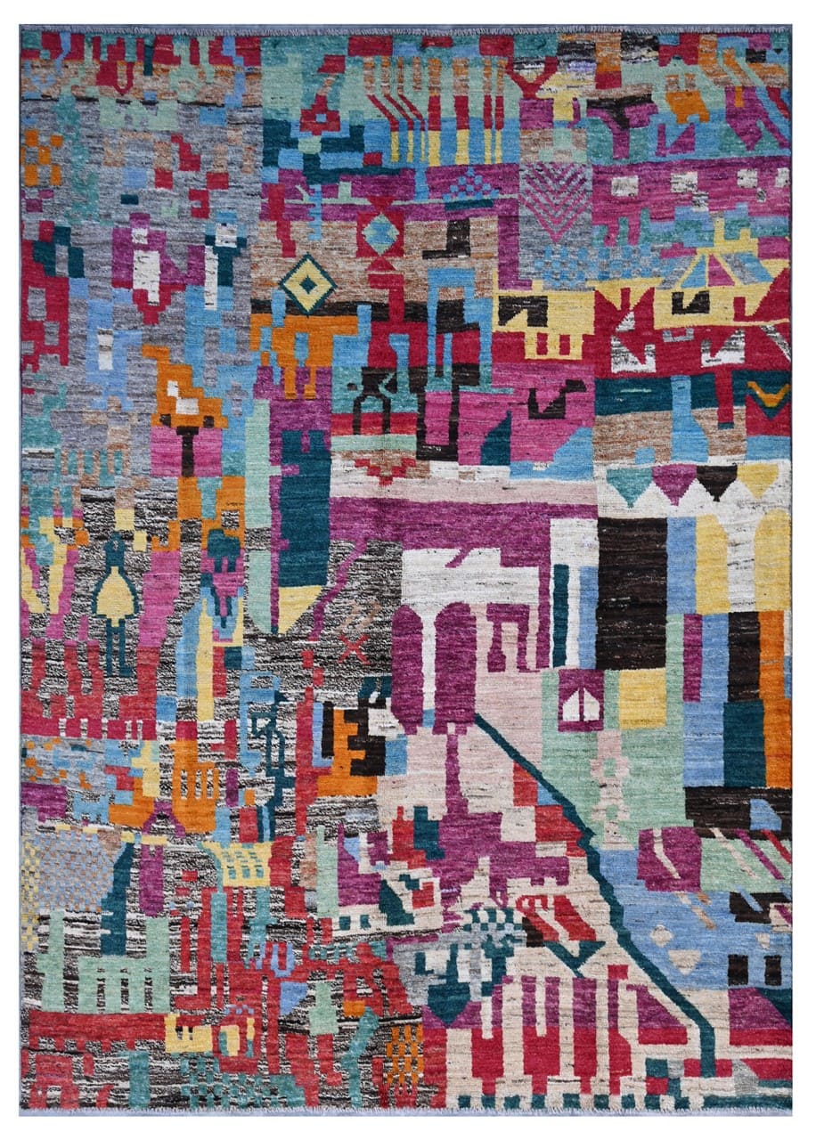 Taimany - Multicolor Tribal Wool Rug - Hand-Knotted 301x205cm
