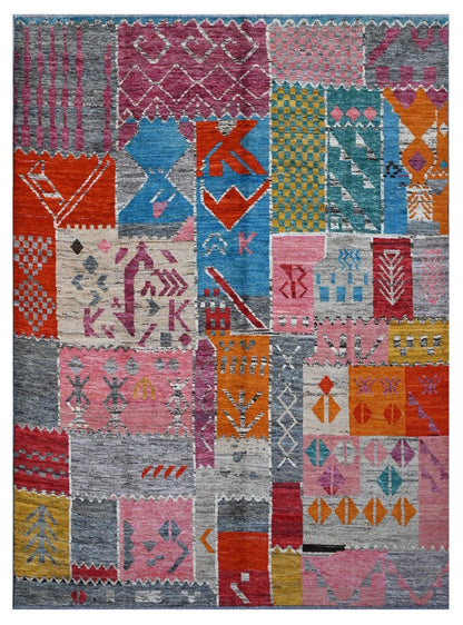 Taimany - Multicolor Tribal Wool Rug - Hand-Knotted 305x216cm