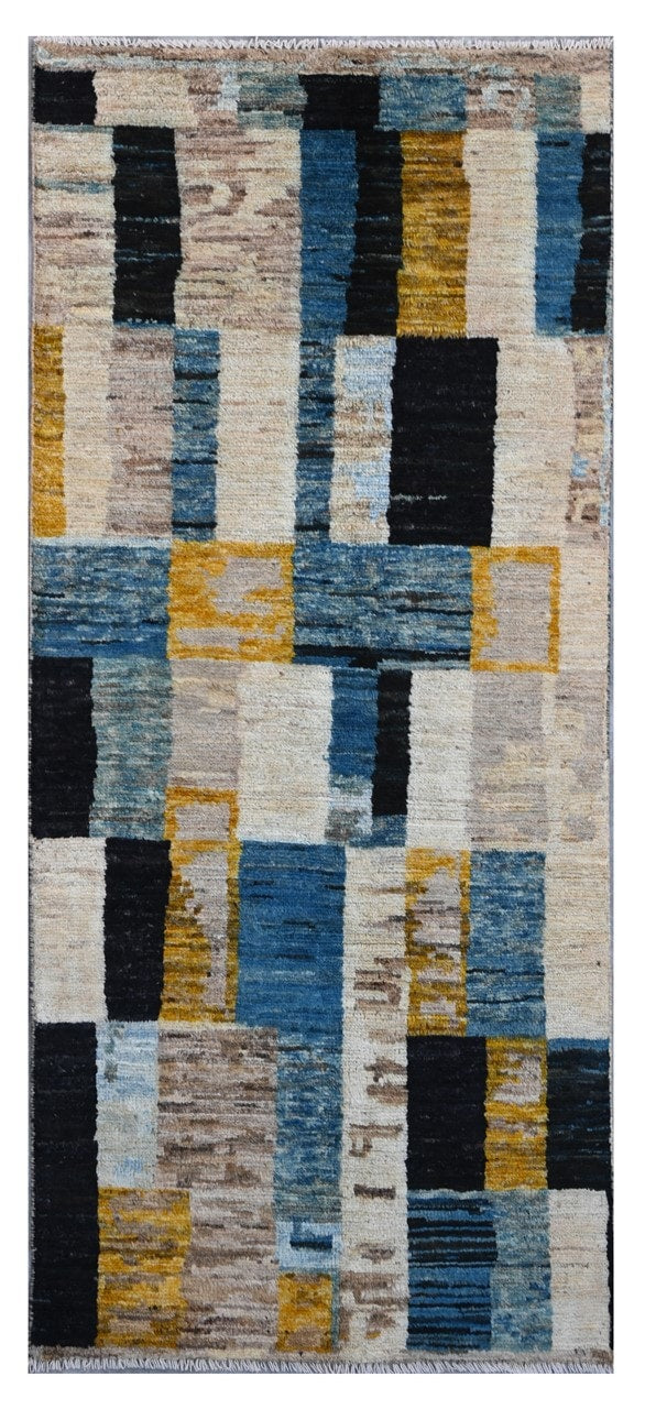 Taimany - Multicolor Tribal Wool Rug - Hand-Knotted 200x80cm