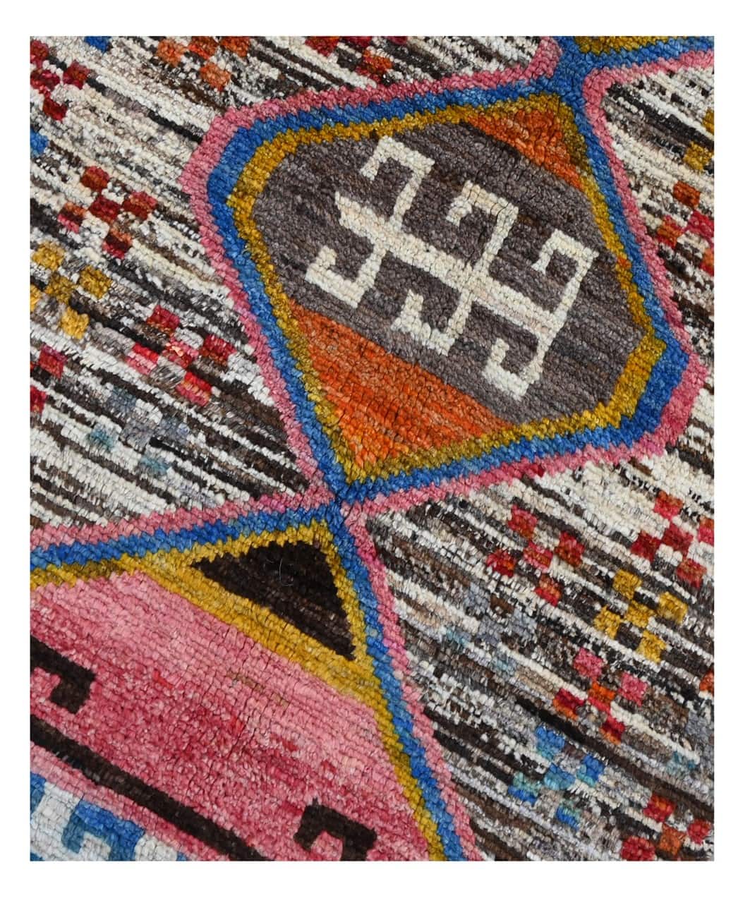 Taimany - Multicolor Tribal Wool Runner Rug - Hand-Knotted 303x73cm