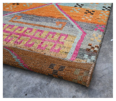 Taimany - Tappeto Passatoia Tribale in Lana Multicolore - Fatto a Mano 303x87cm