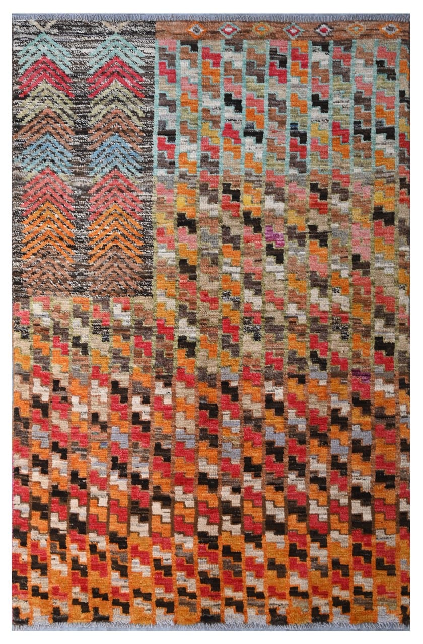 Taimany - Multicolor Tribal Wool Rug - Hand-Knotted 185x120cm