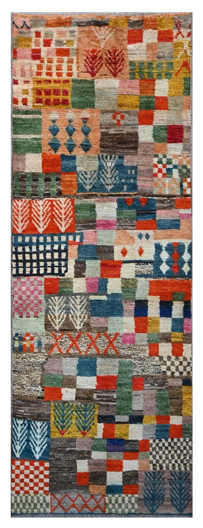 Taimany - Tappeto Passatoia Tribale in Lana Multicolore - Fatto a Mano 243x80cm - CarpetLiving