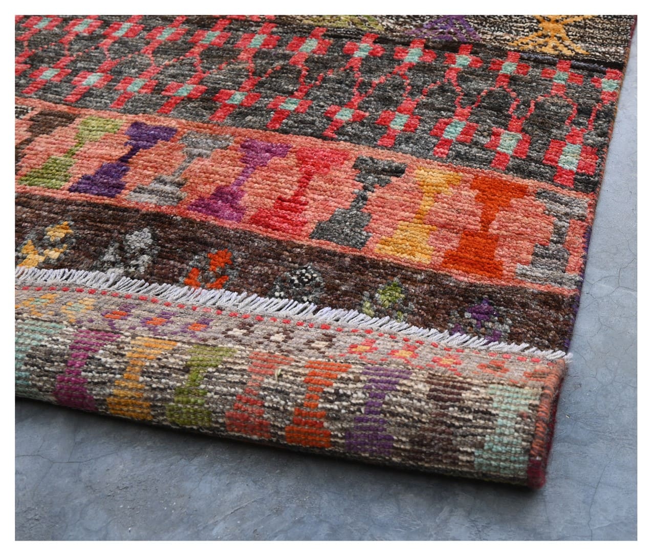 Taimany - Multicolor Tribal Wool Runner Rug - Hand-Knotted 248x78cm