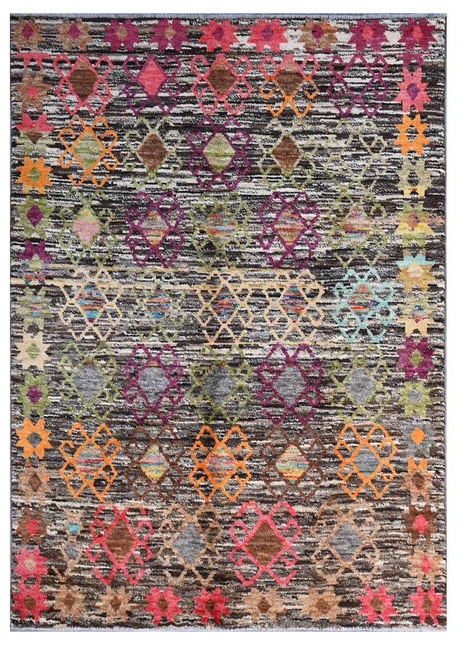 Taimany - Multicolor Tribal Wool Rug - Hand-Knotted 209x150cm