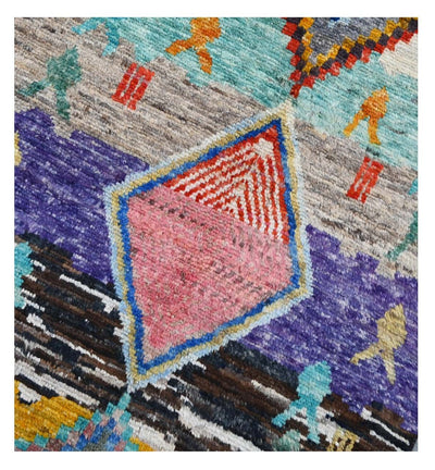 Taimany - Tappeto Passatoia Tribale in Lana Multicolore - Fatto a Mano 250x80cm - CarpetLiving