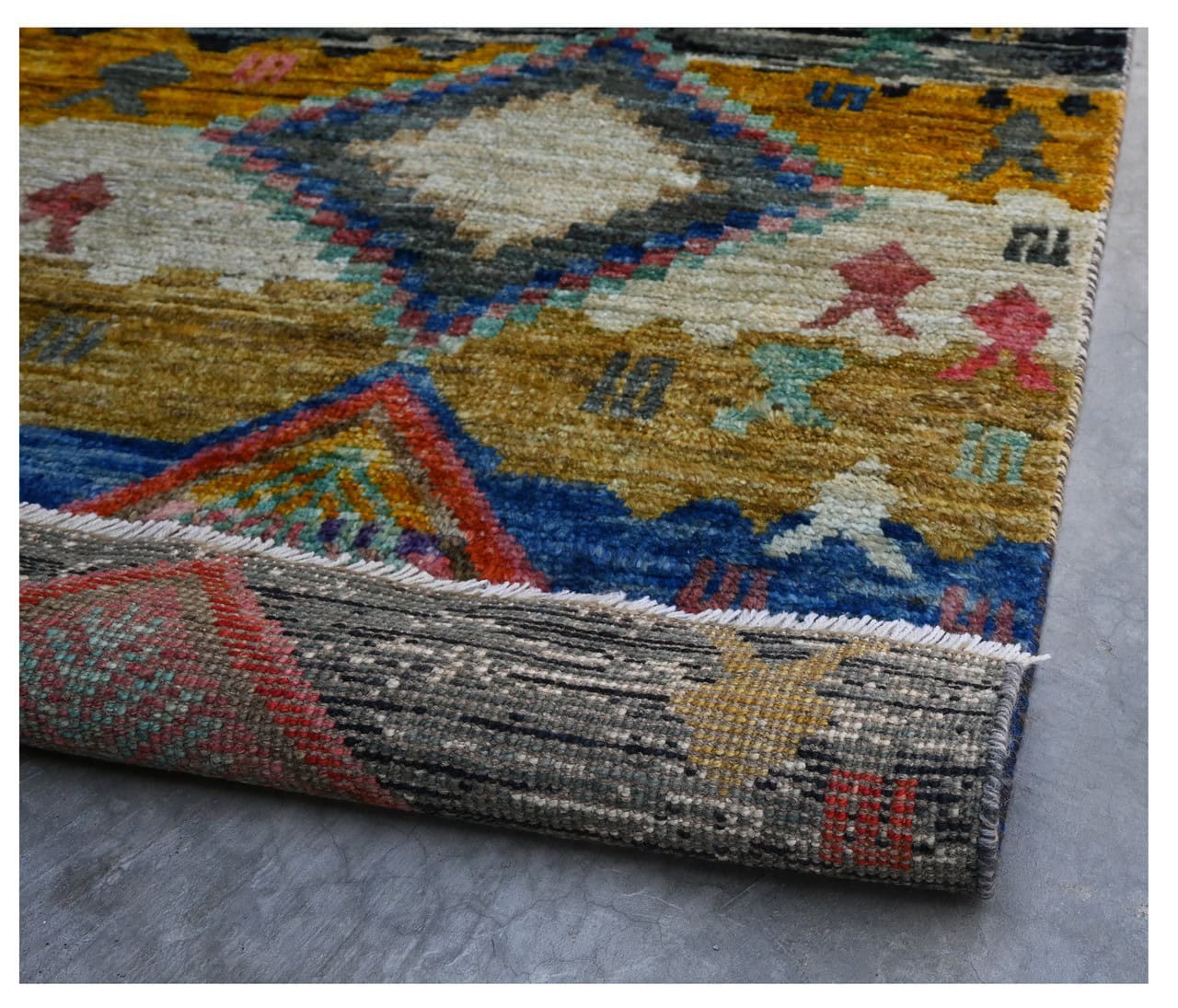Taimany - Multicolor Tribal Wool Rug - Hand-Knotted 208x81cm