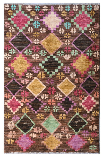 Taimany - Tappeto Tribale in Lana Multicolore - Fatto a Mano 141x90cm - CarpetLiving
