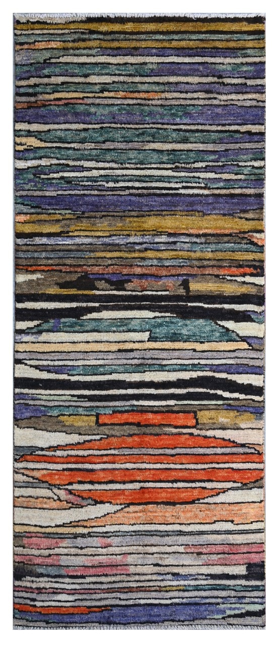 Taimany - Multicolor Tribal Wool Rug - Hand-Knotted 201x77cm