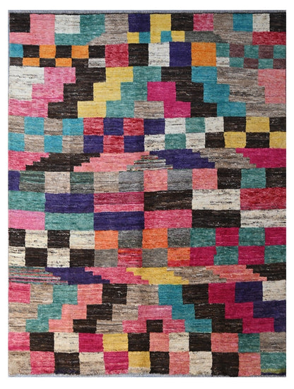 Taimany - Multicolor Tribal Wool Rug - Hand-Knotted 198x150cm