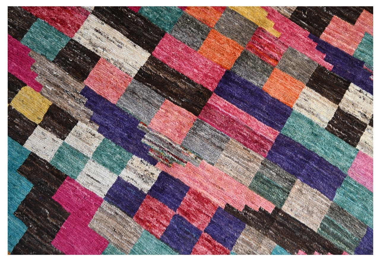 Taimany - Multicolor Tribal Wool Rug - Hand-Knotted 198x150cm