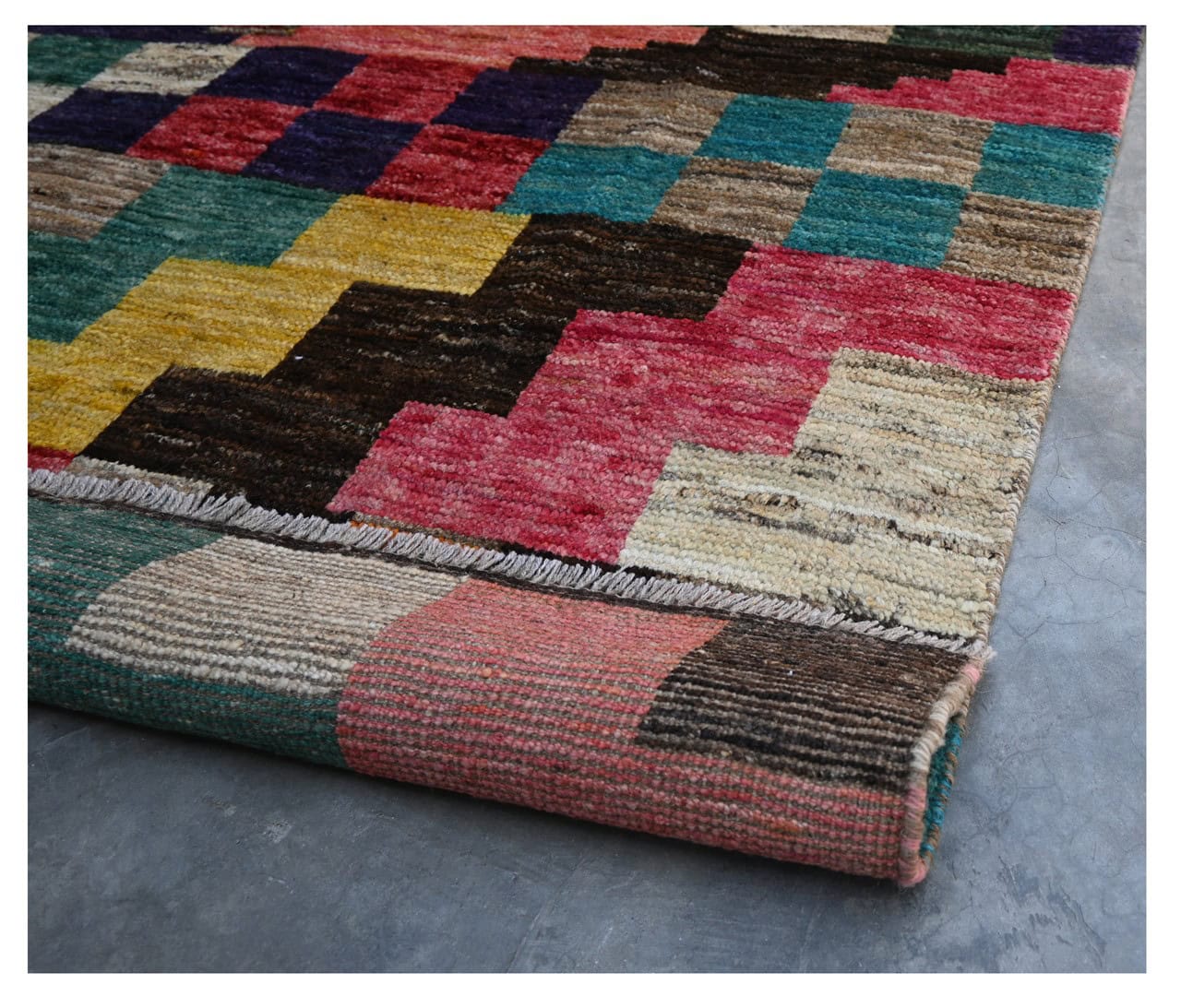 Taimany - Multicolor Tribal Wool Rug - Hand-Knotted 198x150cm