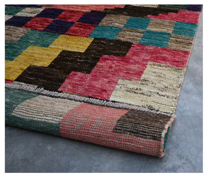 Taimany - Multicolor Tribal Wool Rug - Hand-Knotted 198x150cm