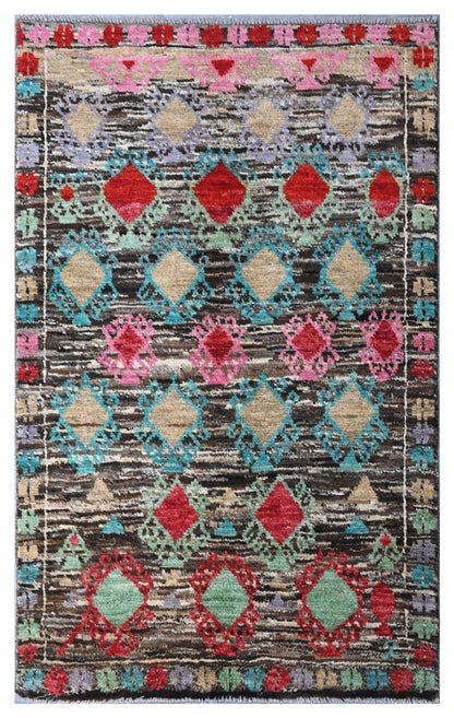 Taimany - Multicolor Tribal Wool Rug - Hand-Knotted 142x86cm
