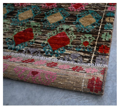 Taimany - Tappeto Tribale in Lana Multicolore - Fatto a Mano 142x86cm