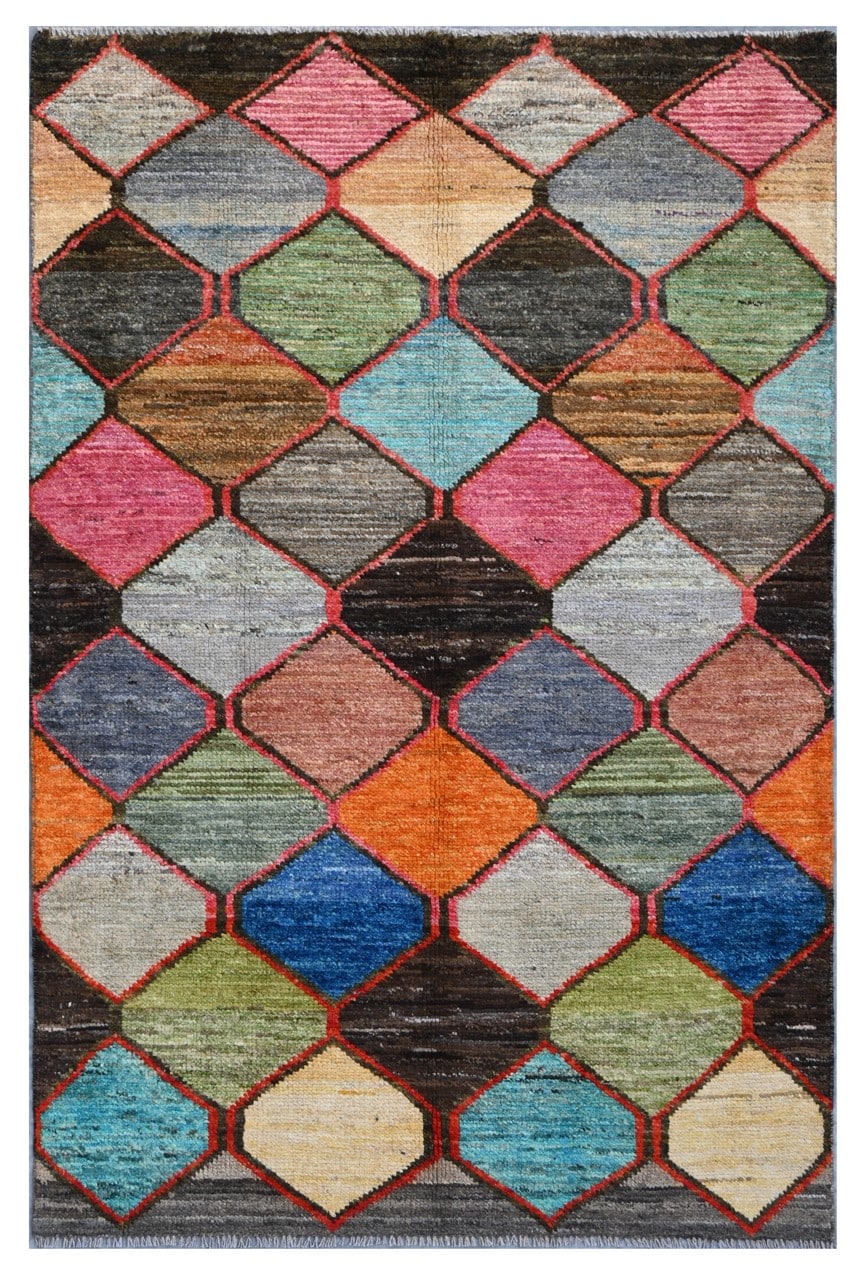 Taimany - Multicolor Tribal Wool Rug - Hand-Knotted 184x116cm