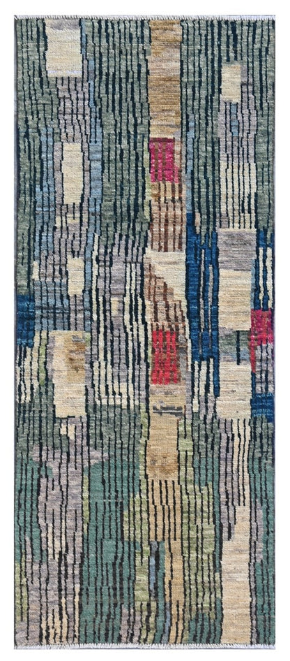 Taimany - Multicolor Tribal Wool Rug - Hand-Knotted 195x74cm