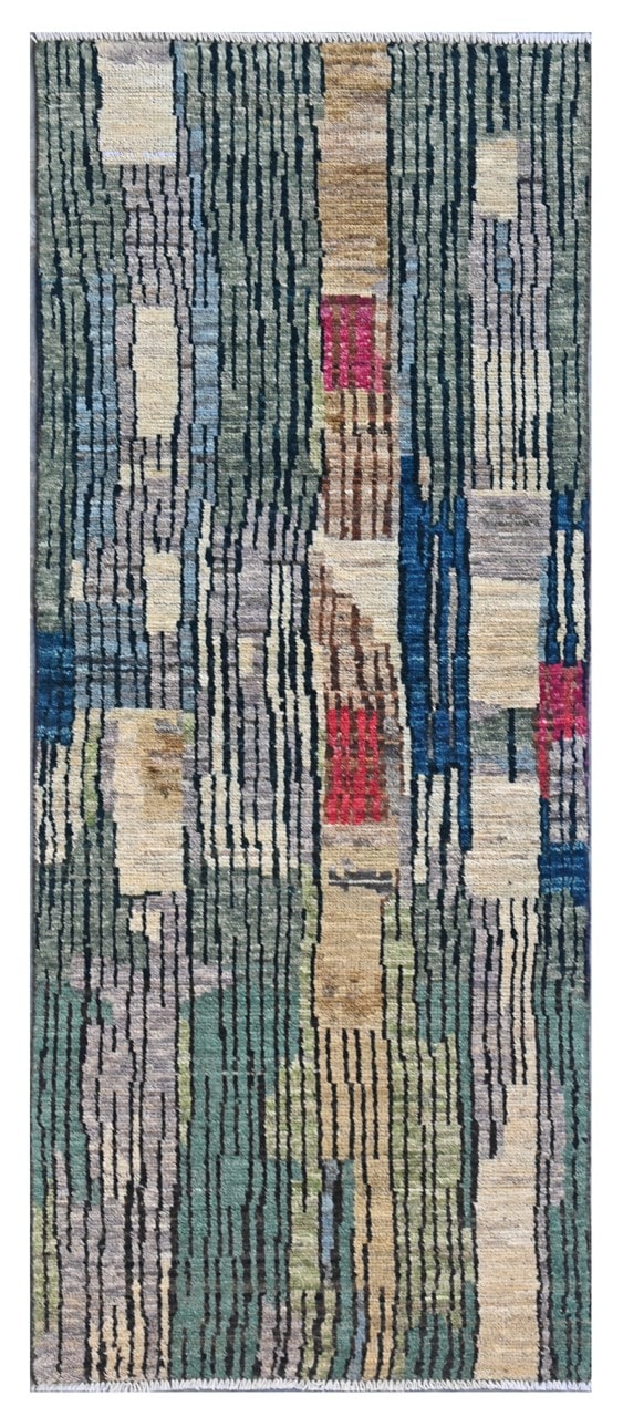Taimany - Multicolor Tribal Wool Rug - Hand-Knotted 195x74cm