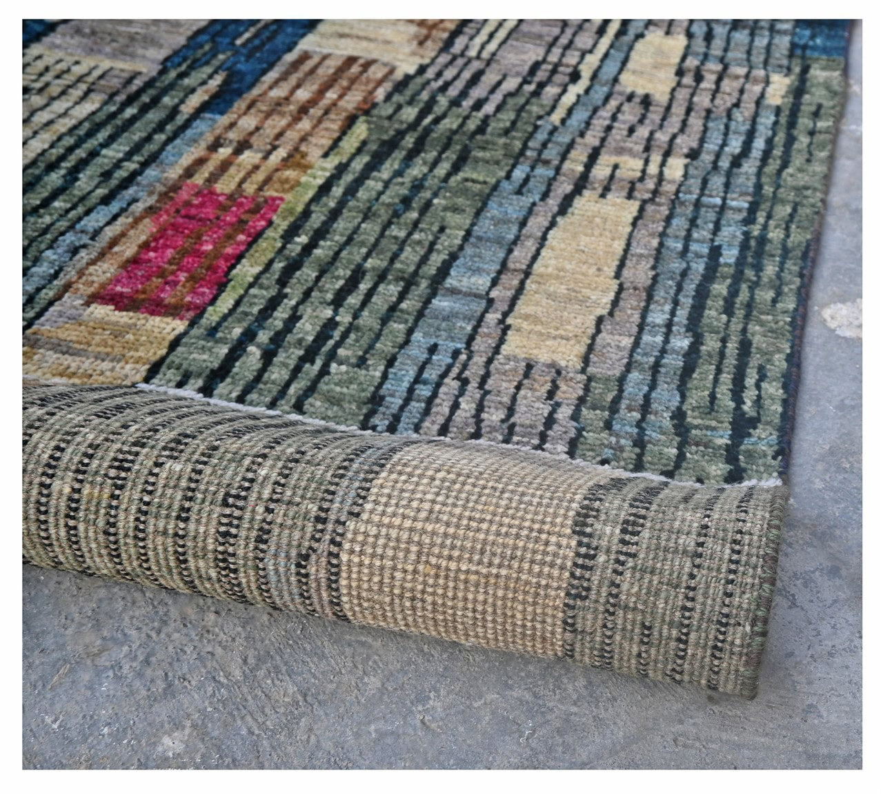 Taimany - Multicolor Tribal Wool Rug - Hand-Knotted 195x74cm