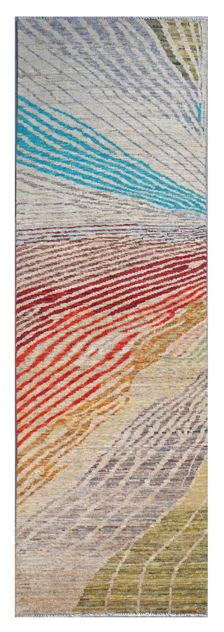Taimany - Multicolor Tribal Wool Runner Rug - Hand-Knotted 292x80cm
