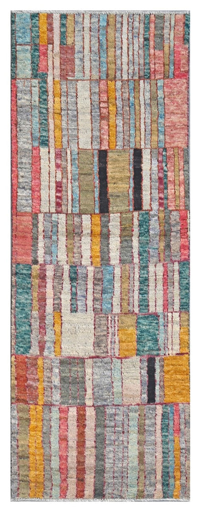 Taimany - Tappeto Tribale in Lana Multicolore - Fatto a Mano 242x84cm - CarpetLiving