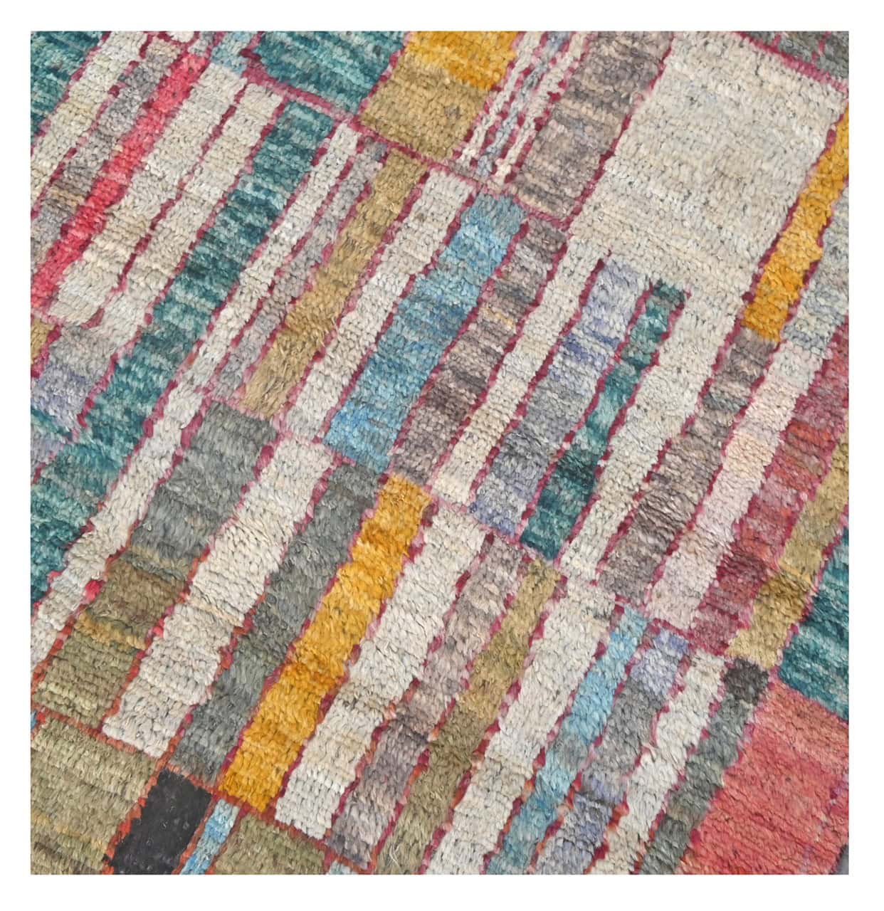 Taimany - Multicolor Tribal Wool Rug - Hand-Knotted 242x84cm