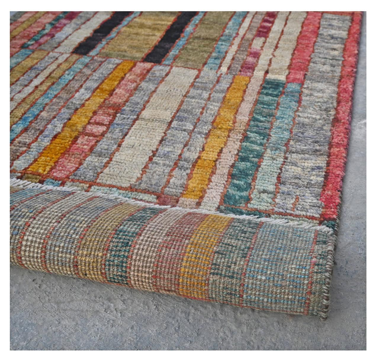 Taimany - Multicolor Tribal Wool Rug - Hand-Knotted 242x84cm