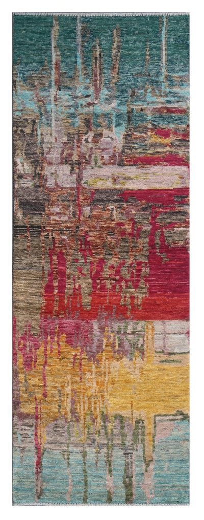 Taimany - Tappeto Passatoia Tribale in Lana Multicolore - Fatto a Mano 252x80cm - CarpetLiving
