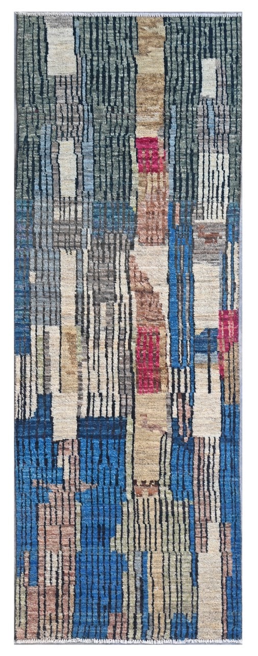 Taimany - Multicolor Tribal Wool Runner Rug - Hand-Knotted 247x80cm