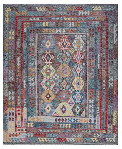 Tappeto Kilim Kaudani Afghan fatto a mano multicolore 300x253cm - CarpetLiving